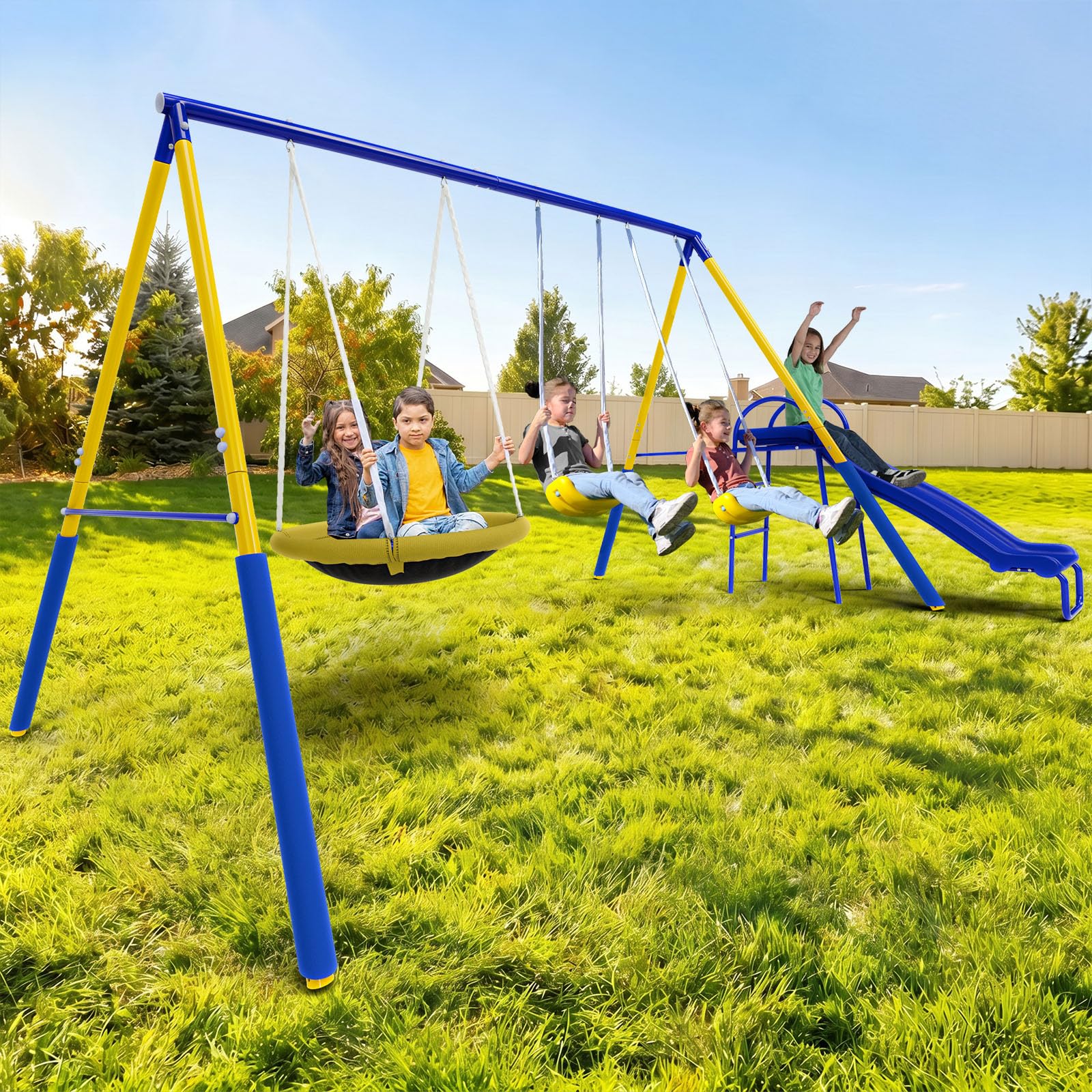 Sportspower Super Saucer Metal Swing Set: 2 Swings, Saucer Swing